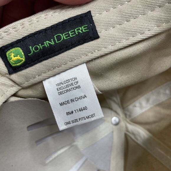 John Deere Adjustable Cap Hat Embroidered Tan Brown Farmer Country Outdoor OS - Picture 6 of 7